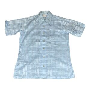 Vintage 60s Countess Mara‎ Curt Lederer Blue Tonal Plaid Womens Shirt MEDIUM